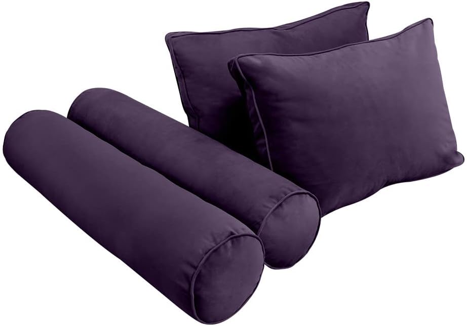 Prolinemax Style V1 Full Size Velvet Pipe Trim Indoor Daybed Bolster Pillow Cushion Mattress Fitted Sheet |Cover ONLY| AD339