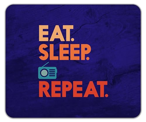 Shopagift Eat Sleep Radio Mouse Mat Pad Broadcasting Broadcast Station 24cm x 19cm