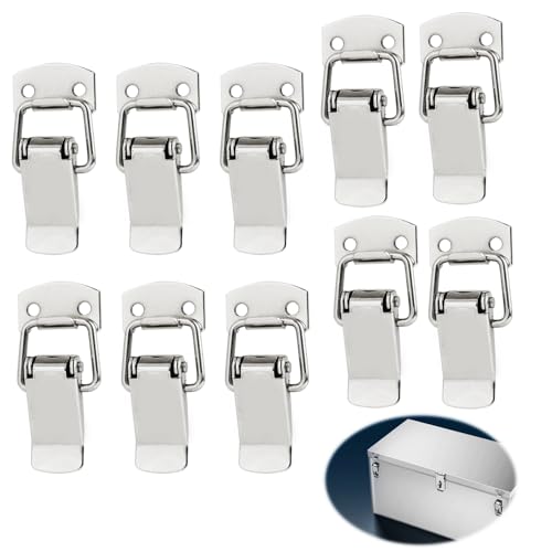 Set de 10 Fermetures à Levier 47mm avec 40 Vis, Loquets à Bascule en Métal Nickelé pour Sécurisation de Fenêtres, Meubles, Tiroirs, Armoires et Boîtes...