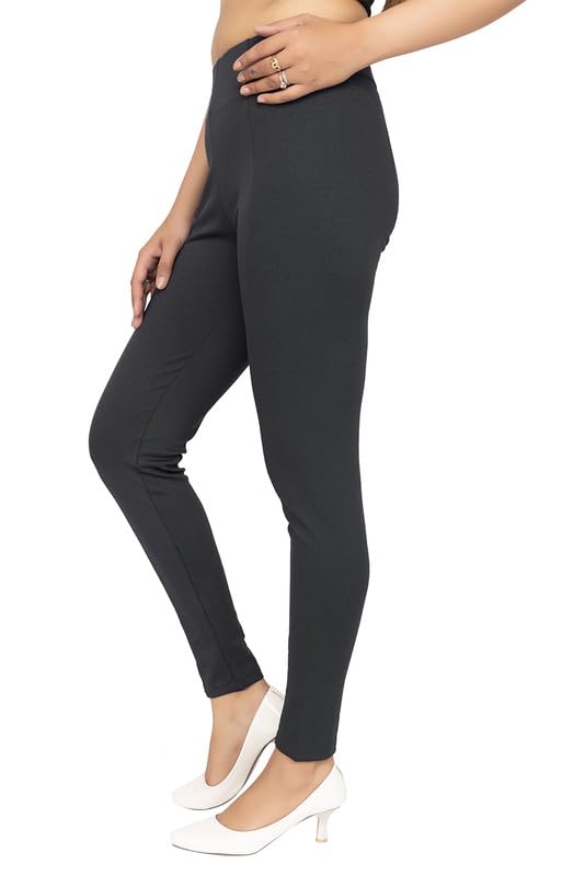Image of Mlada Slim Fit Jeggings with Elastic Waist Band for Women Office Work Formal Wear Trousers Stretch Cotton Knit High Waist Skinny Fit Jeggings Lycra Pants Travel Comfort Jeggings