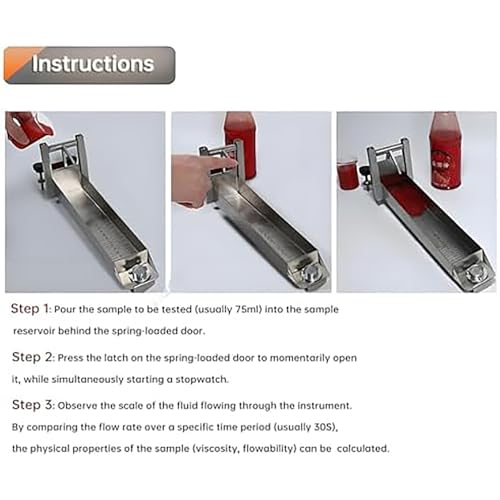 Tester di viscosità per uso in laboratorio, misuratore di portata in acciaio inox da 75 ml con scala di precisione per il controllo di qualità di salse, marmellate e formaggi