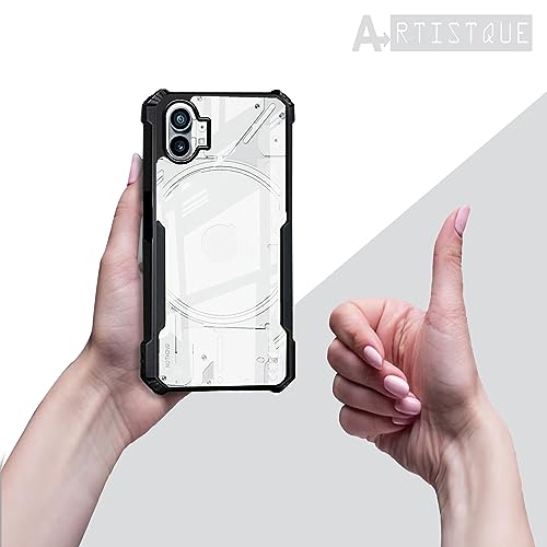 Image of A rtistque Clear Hard Transparent Acrylic Armor Anti-Drop Shockproof TPU Edge Back Cover Case for Nothing Phone 1 - Black