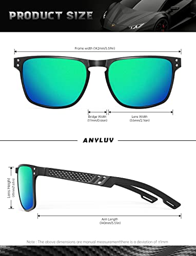 Image of ANYLUV Polarized Sunglasses for Men Rectangular Classic Al-Mg Metal Frame Sun Glasses Mens Sunglasses with UV Protection