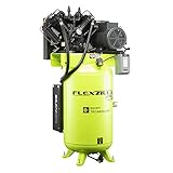 Flexzilla Pro Air Compressor with Silencer, Stationary, 7.5 HP, 80 Gallon, 1-Phase, 2-Stage, Vertical - FXS07V080V1