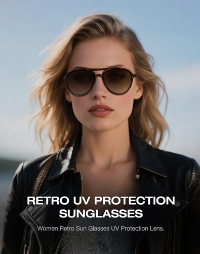 Retro Aviator Sunglasses Women Men Classic Trendy Vintage Double Bridge Aviators Sun Glasses UV Protection2