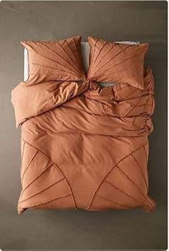 100% Cotton Hand Tufted Textured Duvet Cover Boho Bedding Comforter Cover Set of 3 Pieces with Corner Ties & Zip Closures Terracotta, Over Size 98 x 120 Inches
