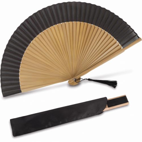 Amajiji Hand Fan Foldable for Women, Handheld Fan, Brown Black