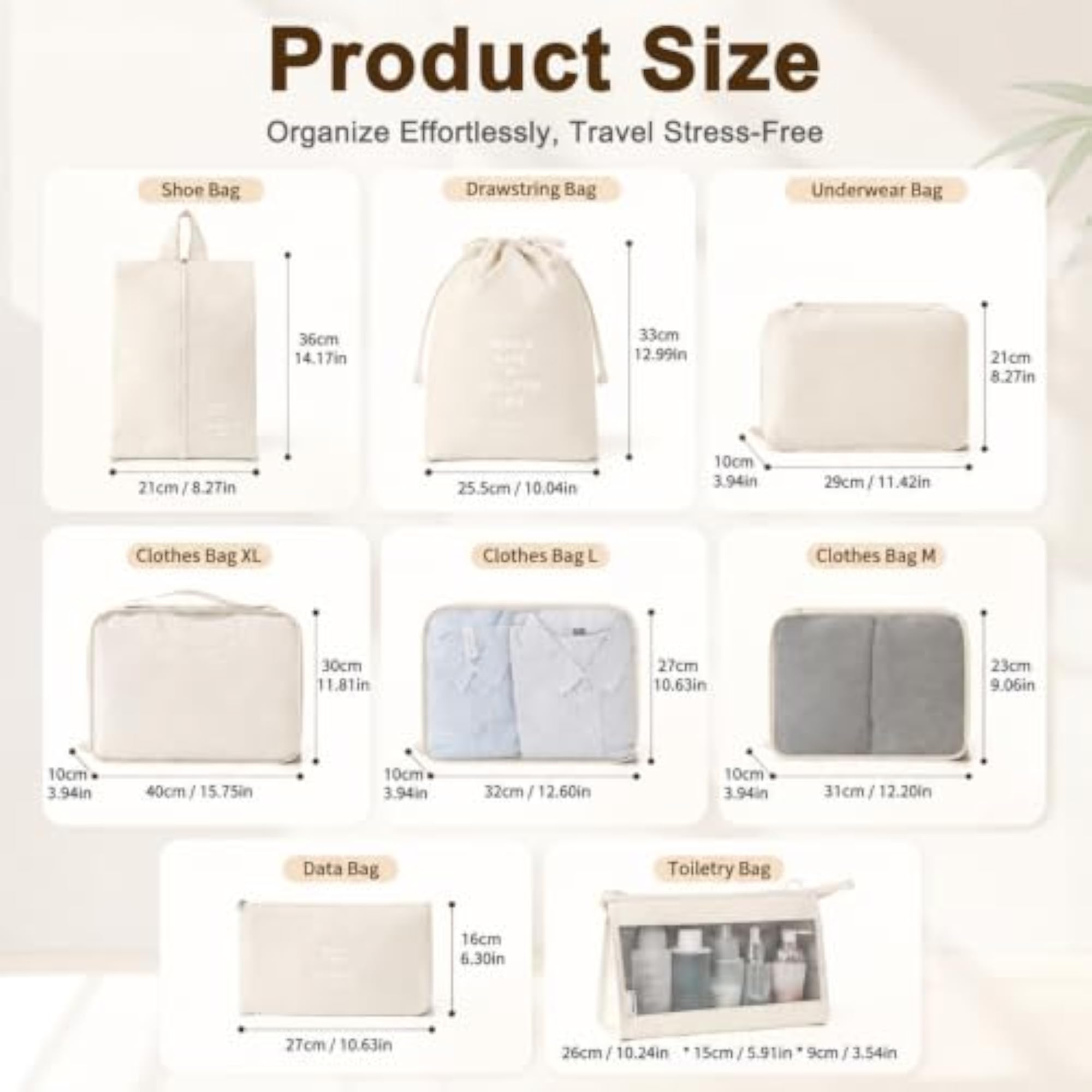 8 Set Travel Organizer Pouch Set for Storage