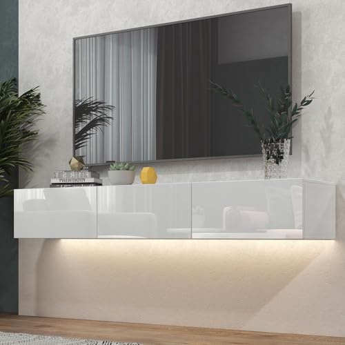 DMAITH Floating TV Stand with LED for TVs up to 70