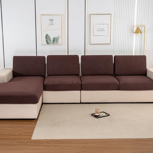 UWWGKK Stretch Couch Cover for Sectional Sofa - Multiple Patterns & Colors,Sofa Cover Design for L-Shaped Couches,Coffee Ymg Small Single Seat(1 Pcs)