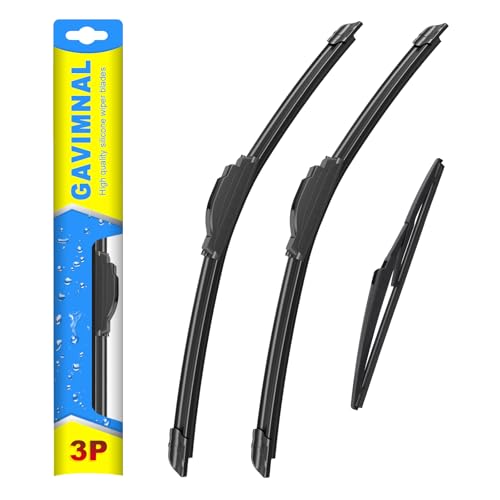 Image of Gavimnal Silicone Wiper Blades Replacement For Jeep Compass 2018-2025 | 24 inch+18 inch Front & 10 inch Rear, All-Weather, Streak-Free, OE-fit, Quiet, Easy One-Click Install