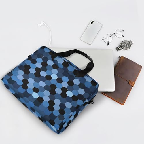 Bolso para laptop con asa y correa azul hexagonal miniatura 7