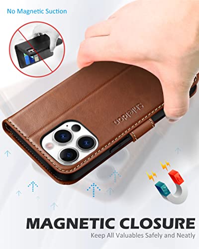 Shieldon Genuine Leather Iphone 14 Pro Max Case, 6.7" 2022, Wallet, Kickstand, Rfid Blocking, 5G - Retro Brown #TOP3