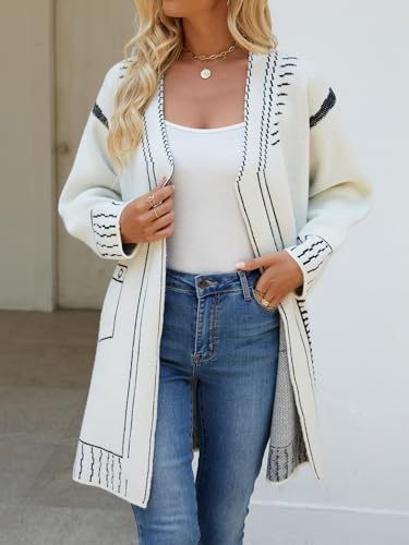 Leoparts Women's Open Front Cardigan Long Sleeve Graphic Knit Open Sweaters Outerwear Coat2