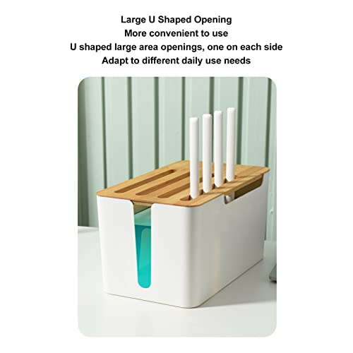 Naroote Modern Router Storage Box, Organizer for Router, Modem, TV Accessories, Multi-Device, Round, Eco-Friendly Plastic and Wood - Thumbnail 4