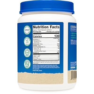 Nutricost Organic Whey Protein Concentrate, Chocolate Peanut Butter Flavored, (1LB) - Gluten-Free, Non-GMO