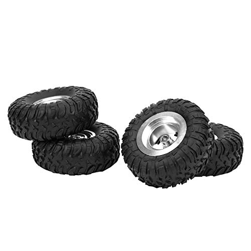 RC Car Tire, RC Metal Rubber Tire Tyre Upgrade Replacement Car model accessories for MN90 91 99 99S 1/12 RC Car Crawler Model toys (Silver)