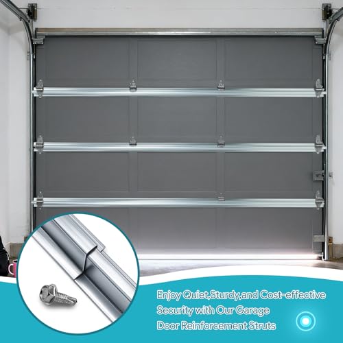 2 Pack 16FT Garage Door Strut Support Brace, Heavy-Duty Steel Reinforcement Bracket for Hurricane, Storm, Snow & Wind Protection, Top Brace Kit for DIY or Professional Installation