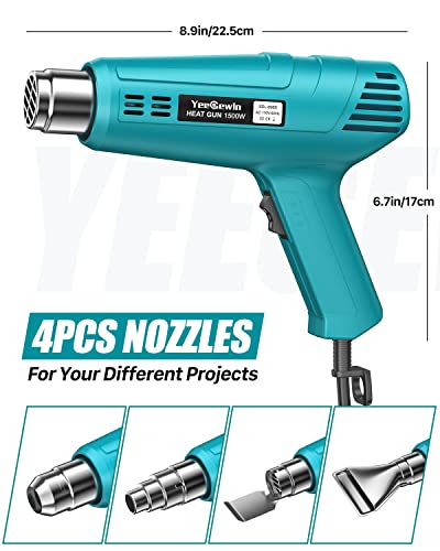 Yeegewin Heat Gun Dual Temperature Settings 800℉&1112℉, Heavy Duty Hot Air Gun Kit With 4 Nozzles, Overload Protection For Crafts, Stripping Paint, Shrinking Tube And Pvc #TOP6