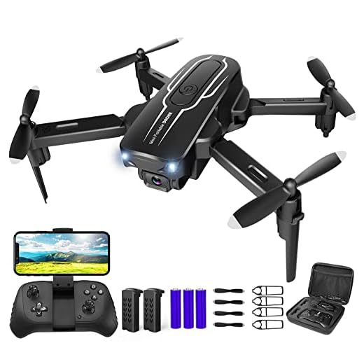 Drone with Camera for Adults Kids - 1080P HD FPV Camera Drones with Carrying Case, Foldable Drone Remote Control Toys Gifts RC Quadcopter for Boys Girls with 2 Batteries, Auto Hover, Headless Mode, One Key Start, Speed Adjustment, 3D Flips