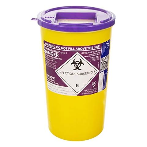 Sharpsguard DNDD605 Sharps Bin, 5L, Purple Cover