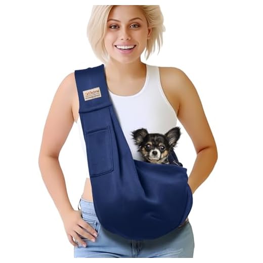 artisome Pet Dog Sling Carrier for 3-10 lbs pet,Dog Purse Pouch,Dog Satchel,Reversible unadjustable Strap Travel Hand-Free Safe Bag Small Puppy Backpack (Dark Blue)