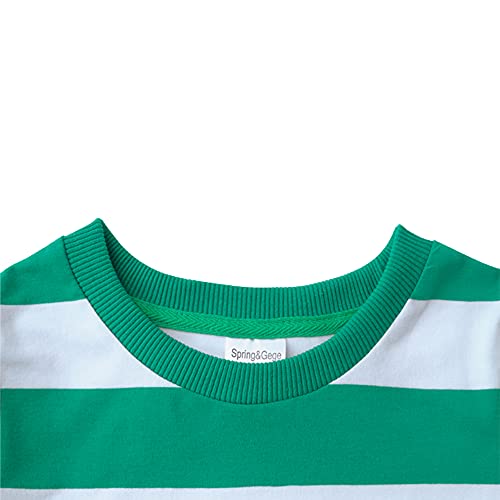 T-shirt rayé vert et blanc garçon 7-8 ans coton Spring&Gege