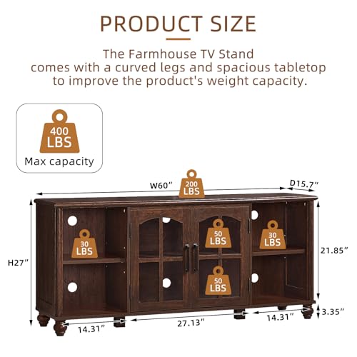 Image of RWYHG Farmhouse TV Stand for 60 in TV, Entertainment Center for Living Room