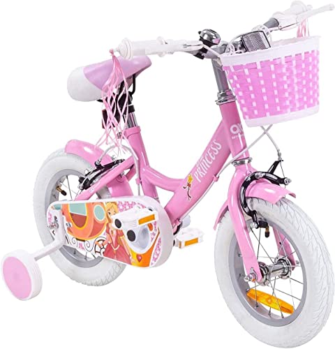 Actionbikes Vélo Enfant Princess - 12 Pouces - Vélo Enfant pour Fille - à partir de 2-5 Ans - Frein Caliper - Protection de chaîne - Pneus gonflables - Bicyclettes - Vélo de Course - Vélo Enfant Cover