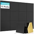 15 Pack Self-Adhesive Sound Proof Foam Panels for Walls, Acoustic Panels 12" x 12" x 0.35" High Density Sound Absorbing Tiles for Home Studio, Office, Gaming Room & Theater