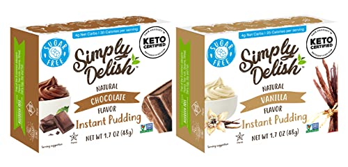 Simply Delish Natural Pudding and Pie Filling Variety Pack, 1 Chocolate and 1 Vanilla, 2 CT