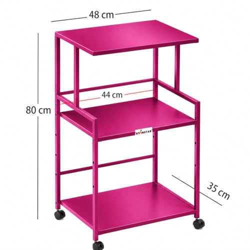 Image of WINSTAR Printer Stand, Solid & Sturdy, Modern Contemporary Look, Space Saving, Made in India (Hot Pink, 3 Tier)