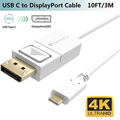 Câble USB-C vers DisplayPort (3M,4K@60Hz),Adaptateur DP FOINNEX USB Type-C(Thunderbolt 3) pour MacBook/iPad Pro 2018,iMac,Surface Pro7/Go/Book 2,Galaxy S10/S9/S8+/Note 10/9/8,Chromebook Pixel,Dell.