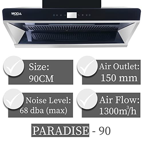 MODA-Germany-PARADISE-90-1300-mhr-Wall-Mount-Kitchen-Chimney-Filter-Less-Technology-3-Speed-Gesture-and-Touch-Controlled-With-Auto-Opening-Auto-Clean-Technology-With-Oil-Collector-Cup