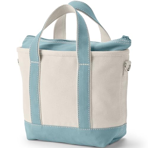Image of Lands' End Zip Top Long Handle Canvas Tote Bag