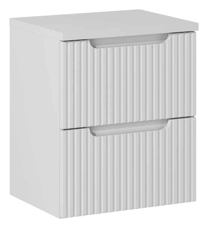 Deconation Ensemble Meuble Vasque 2 Tiroirs Et Plateau Blanc L 50 X P 40 X H 59,5 Cm - Astral Blanc