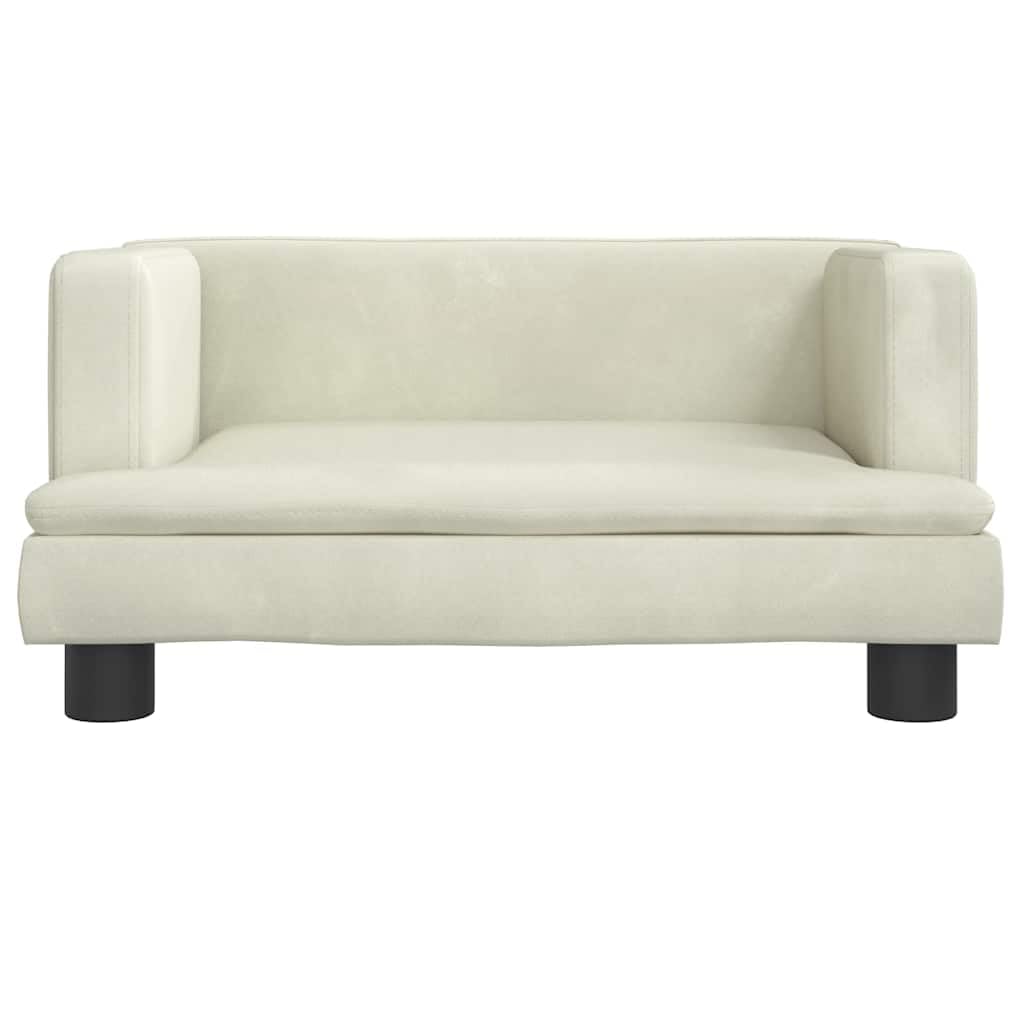 Sofa dziecięca kremowa, 60 x 40 x 30 cm, aksamitna ze stabilną ramą z drewna sosnowego, miękką wyściółką z pianki, nowoczesne wzornictwo do pokoju dziecięcego, idealna dla dzieci w wieku od 3