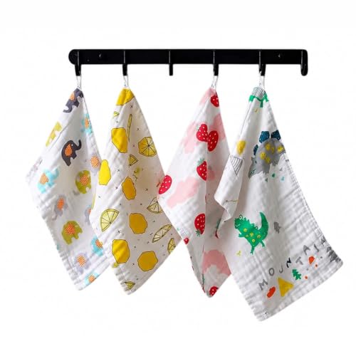 Image of BabyGo Muslin Baby Washcloths - 6 Layer Ultra Soft Cotton Baby Towels | Highly Absorbent Face Towels for Newborns, Kids & Toddlers | Quick Dry Burp Cloths & Bath Essentials (Large) - Pack of 4