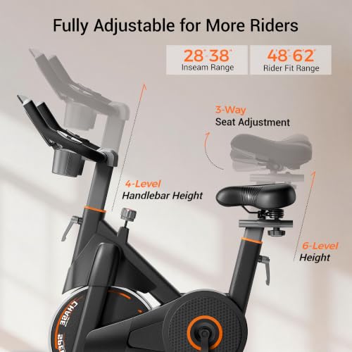 Image of CURSOR Exercise Bike, Magnetic Friction Stationary Bike for Home with APP
