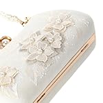 Abendtasche für Damen, mit Perlen und Blumen, Taschen und Clutches für Damen, Abendtasche, Handtasche, Damen, Umhängetasche, abnehmbare Kette, für Hochzeit, Party, weiß, 21x7x12,5cm – Bild 5