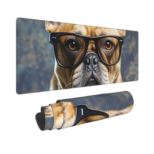 Tapis de souris XXL bords cousus haut de gamme motif bouledogue