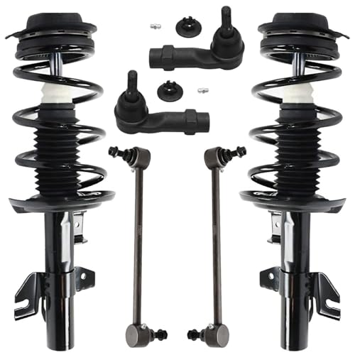 Image of Detroit Axle - Front Struts w /Coil Springs Sway Bar End Links Outer Tie Rod Ends Replacement for 2013-2016 Dodge Dart Limited - 6pc Set