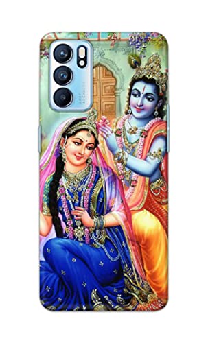 Image of Printed Hard Back Cover Case for Oppo Reno6 5G | Oppo Reno 6 5G Back Cover (Radha Krishna) -1803