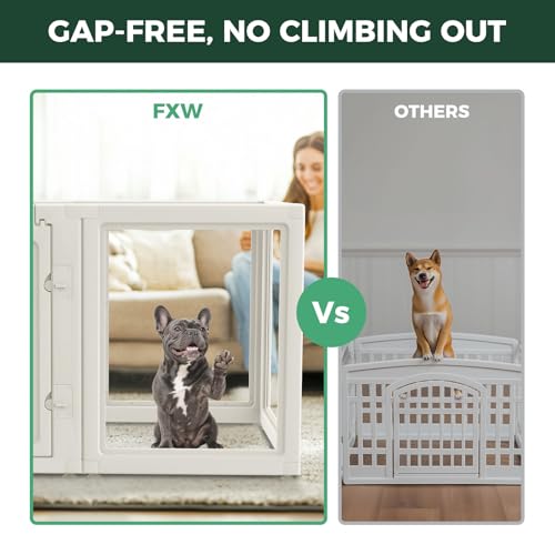 Image of FXW AuraSpace Acrylic Indoor Dog Playpen for Small and Medium Dogs, 30 Inch, 6 Panels, White