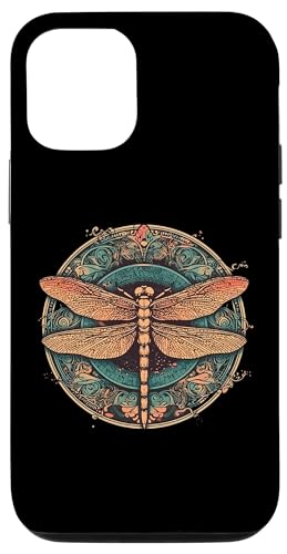 Womens & Girls Round Retro Vintage Dragonfly Lover �X�}�z�P�[�X iPhone 12/12 Pro �p