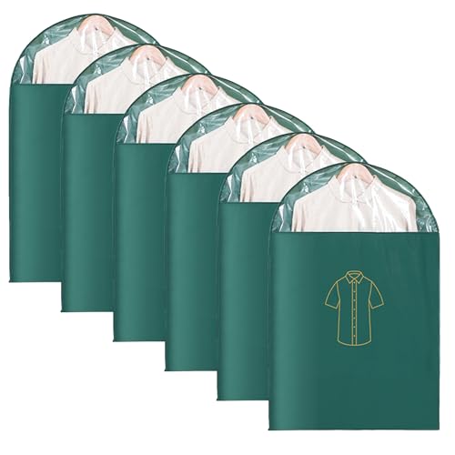 Hanging Garment Bag, Garment Bag for Hanging Clothes with Transparent Window, Back Zipper, Suitable for Suits, Jackets, Coats (6 Pieces)