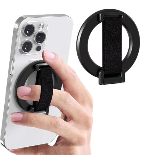Azonee For Magsafe Phone Grip with Finger Strap Magnetic Ring Holder Kickstand for iPhone Removable Magnetic Phone Grip