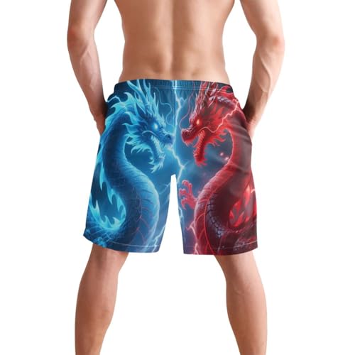 Men’s Swim Trunks Blue Red Dragon Showdown Beach Board Shorts Swimming Short Pants Running Sports Surffing Shorts3