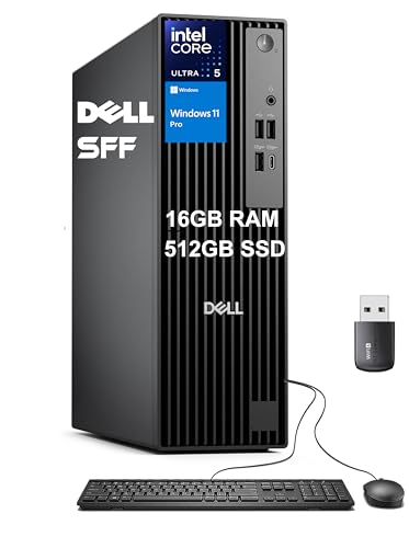 2025 Dell Pro Slim SFF AI PC ビジネスデスクトップ (Intel 14-Core Ultra 5 235 vPro (> i7-13700)、16GB DDR5、512GB SSD)、QCS1250 (OptiPlex 7000