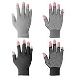 Half-Finger Slip Breathable Fingerless Work Gloves Lightweight Slip Fingerless Grip Gloves Non-slip Yoga Glove Exercise Work Glove for Cycling Motorcycle, Rowing Cycling Workout, 2 Pairs, Black, Grey